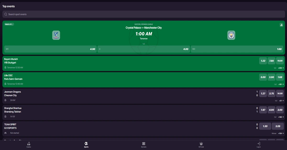 CHEXX sportsbook med sportskategorier og markeder